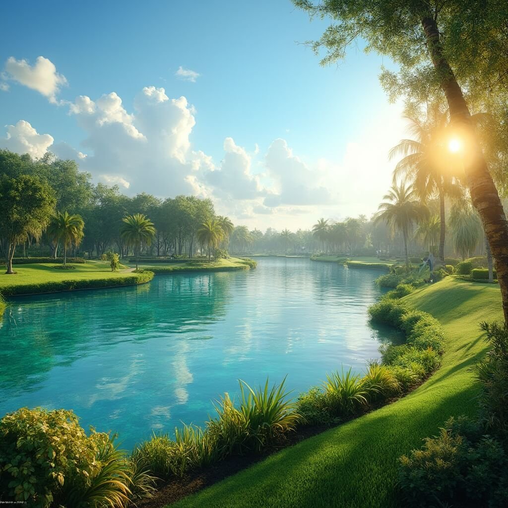 Why Lakeland, Florida in May Will Blow Your Mind: A Local's Ultimate Guide Golden afternoon landscape of Lake Morton in Lakeland, Florida with clear water reflection, lush greenery, and warm lighting