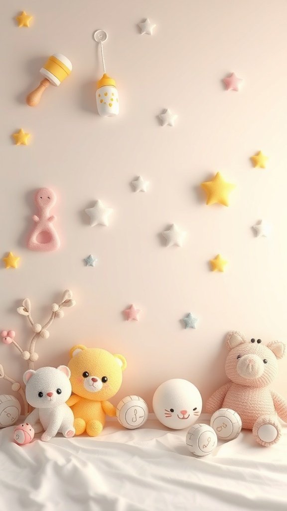 50 Adorable Cute Wallpaper Ideas to Transform Your Space Cute baby shower theme featuring plush toys and star decorations