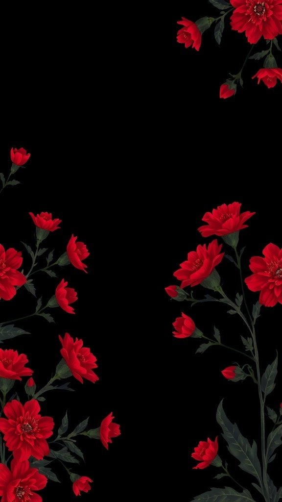 50 Stunning Black Wallpapers for a Chic Look Black wallpaper with red floral design