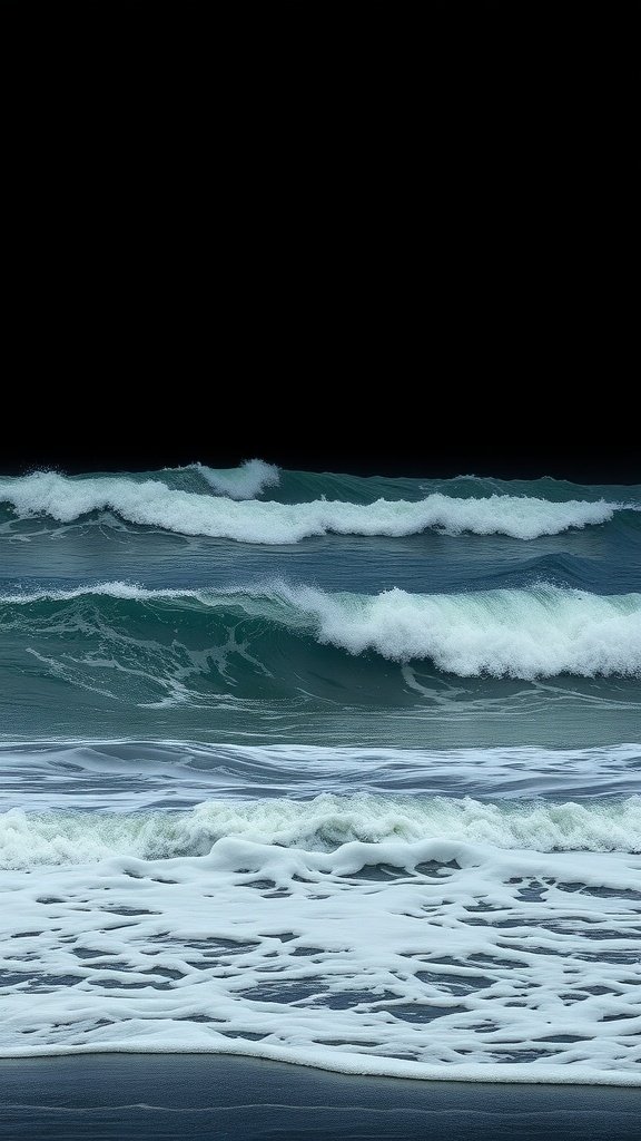 50 Stunning Black Wallpapers for a Chic Look Dark ocean waves with white foam on a black background