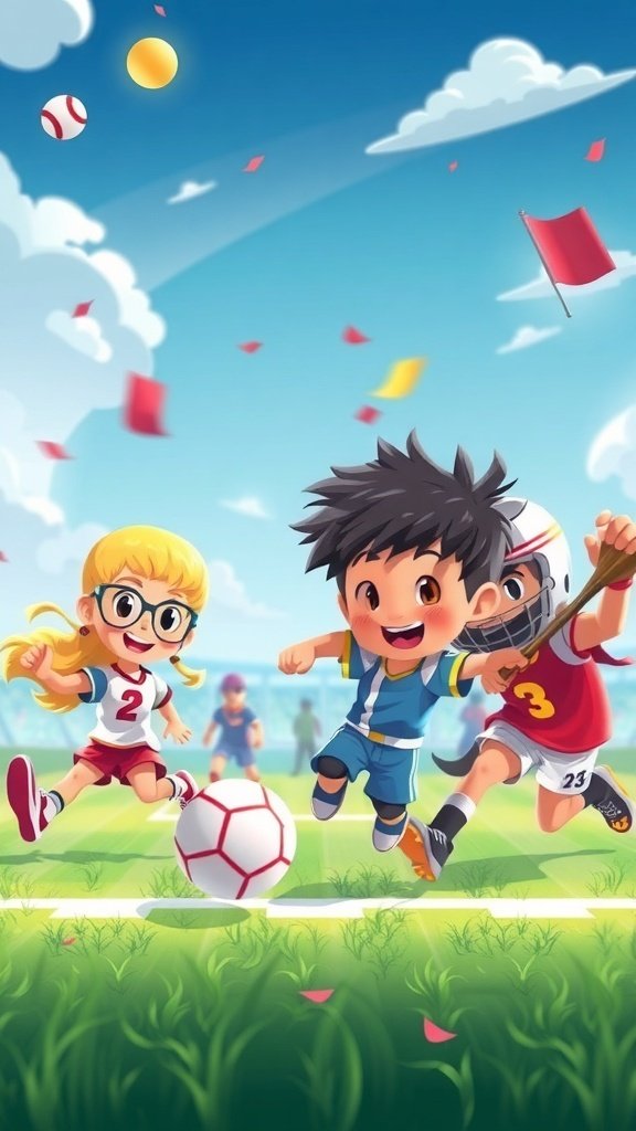 50 Adorable Cute Wallpaper Ideas to Transform Your Space Cute sports characters playing soccer in a sunny park