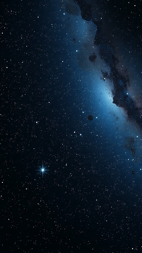 50 Stunning Black Wallpapers for a Chic Look A stunning black and blue galaxy wallpaper featuring stars and cosmic elements.