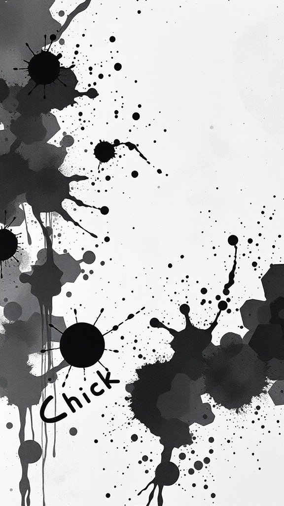 50 Stunning Black Wallpapers for a Chic Look Black ink splash art on a light background with various ink splatters.