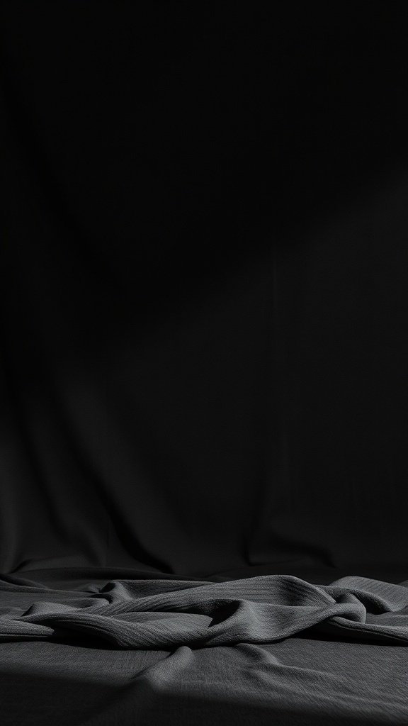 50 Stunning Black Wallpapers for a Chic Look A close-up of a black velvet texture with soft folds