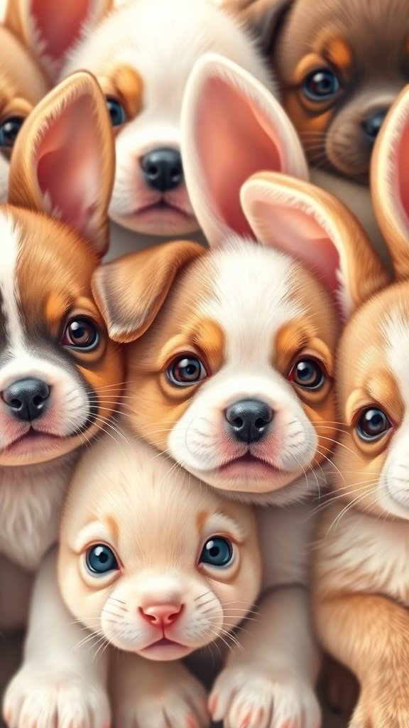 50 Adorable Cute Wallpaper Ideas to Transform Your Space A collection of adorable puppies with big eyes and cute expressions.