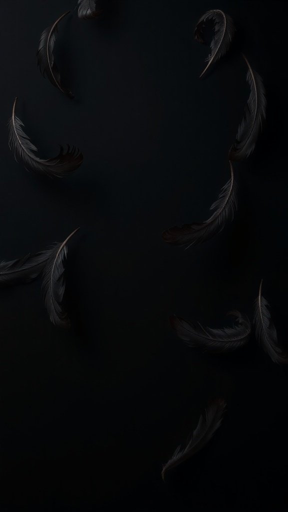 50 Stunning Black Wallpapers for a Chic Look Black phone wallpaper featuring delicate black feathers on a black background.