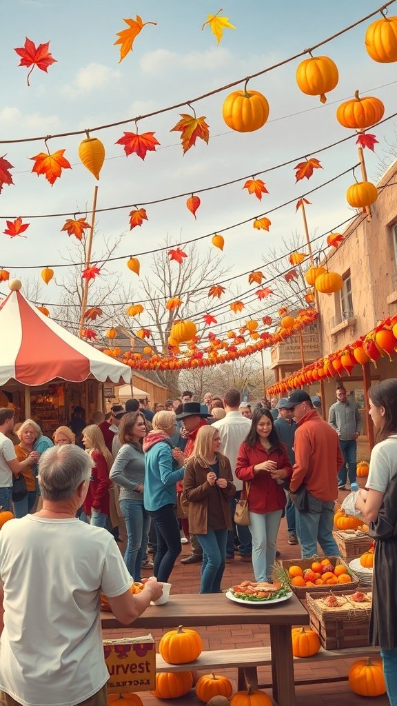 50 Gorgeous Fall Wallpapers to Transform Your Space A bustling harvest festival with pumpkins and autumn leaves, showcasing a community celebration.