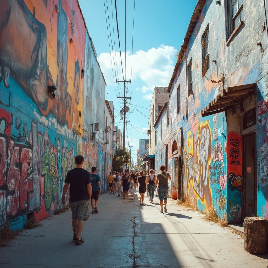 South Beach in July: Your Ultimate Tropical Paradise Survival Guide Young artists and photographers documenting vibrant street murals and urban graffiti in Wynwood Arts District, Miami, under midday sunlight
