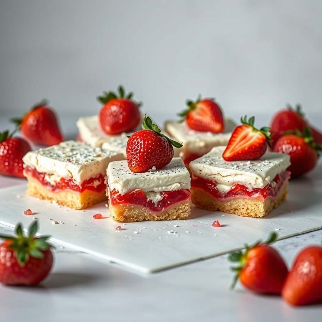 Lemon Strawberry Shortcake Bars with fresh strawberries