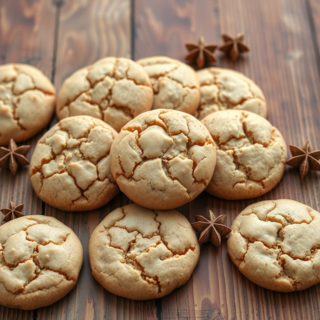 30 Delectable Christmas Cookie Recipes to Try This Holiday Season A plate of spiced molasses cookies with star anise on a wooden table.
