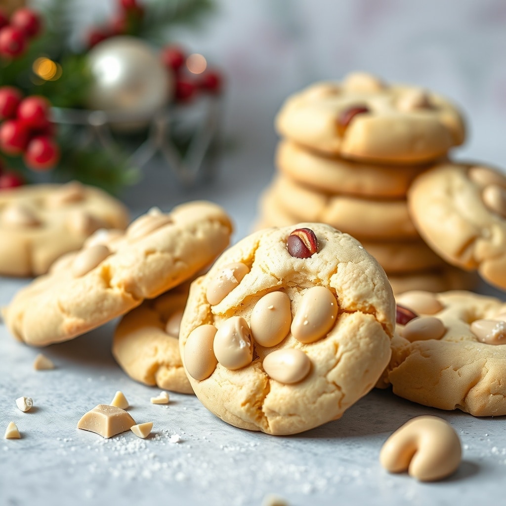 30 Delectable Christmas Cookie Recipes to Try This Holiday Season Delicious white chocolate macadamia nut cookies with festive decorations