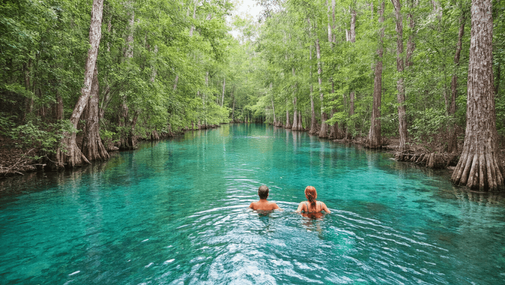 Swimming in Florida Springs at Ichetucknee Text conversation about drafting an article on swimming in Florida Springs at Ichetucknee.