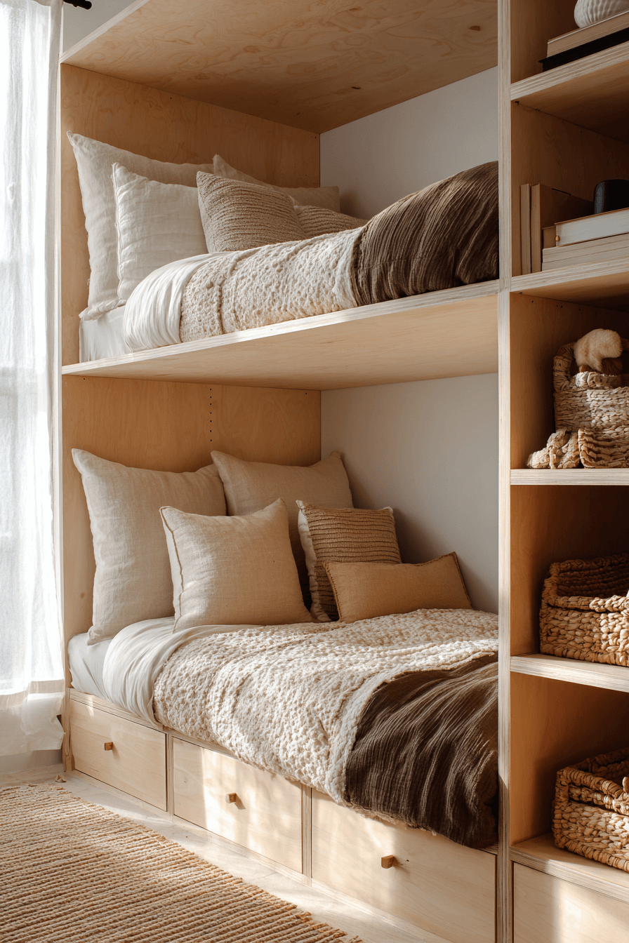 25 Minimalist Bunk Bed Ideas with Smart Storage Built In