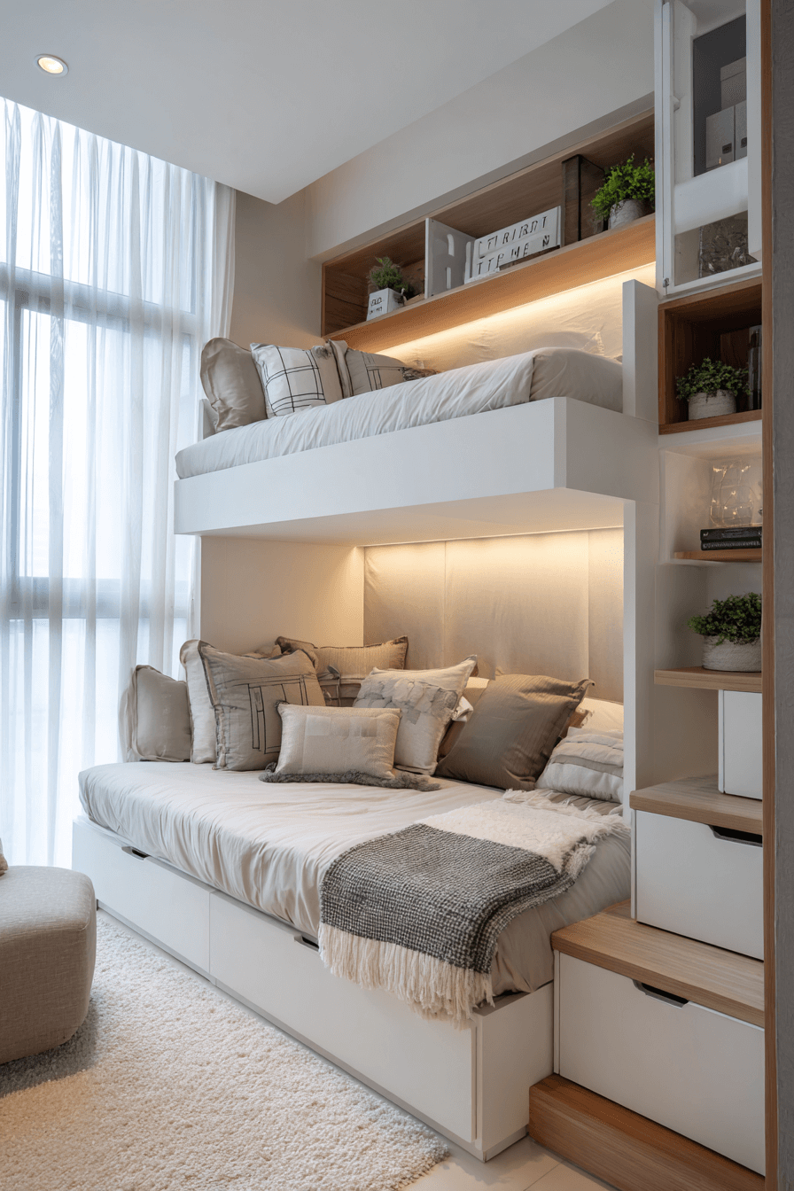 25 Minimalist Bunk Bed Ideas with Smart Storage Built In
