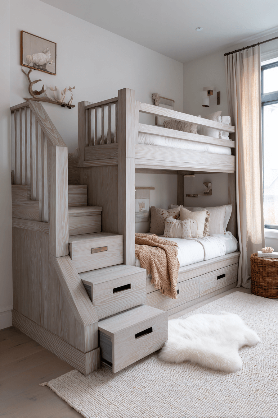 25 Minimalist Bunk Bed Ideas with Smart Storage Built In