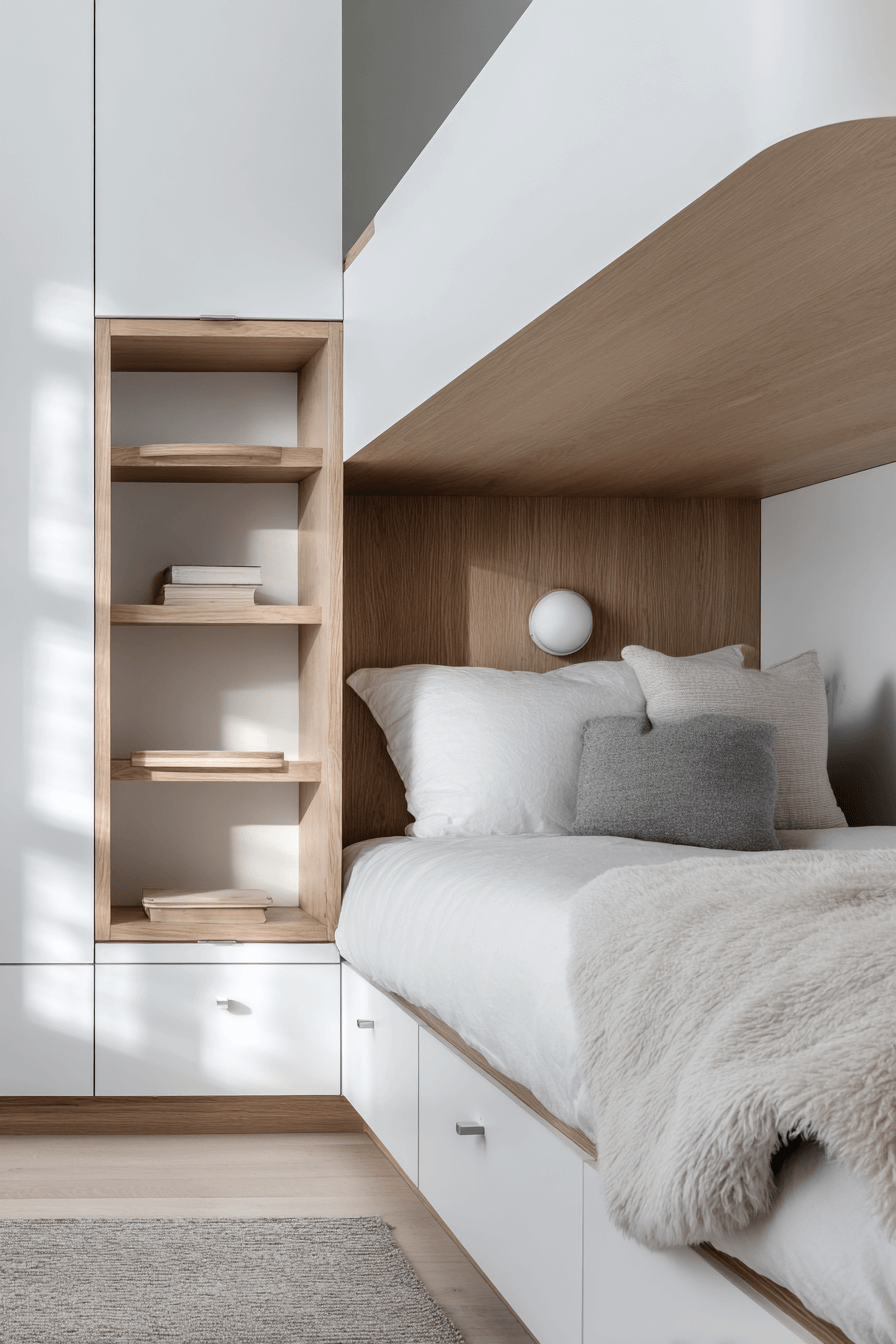25 Minimalist Bunk Bed Ideas with Smart Storage Built In