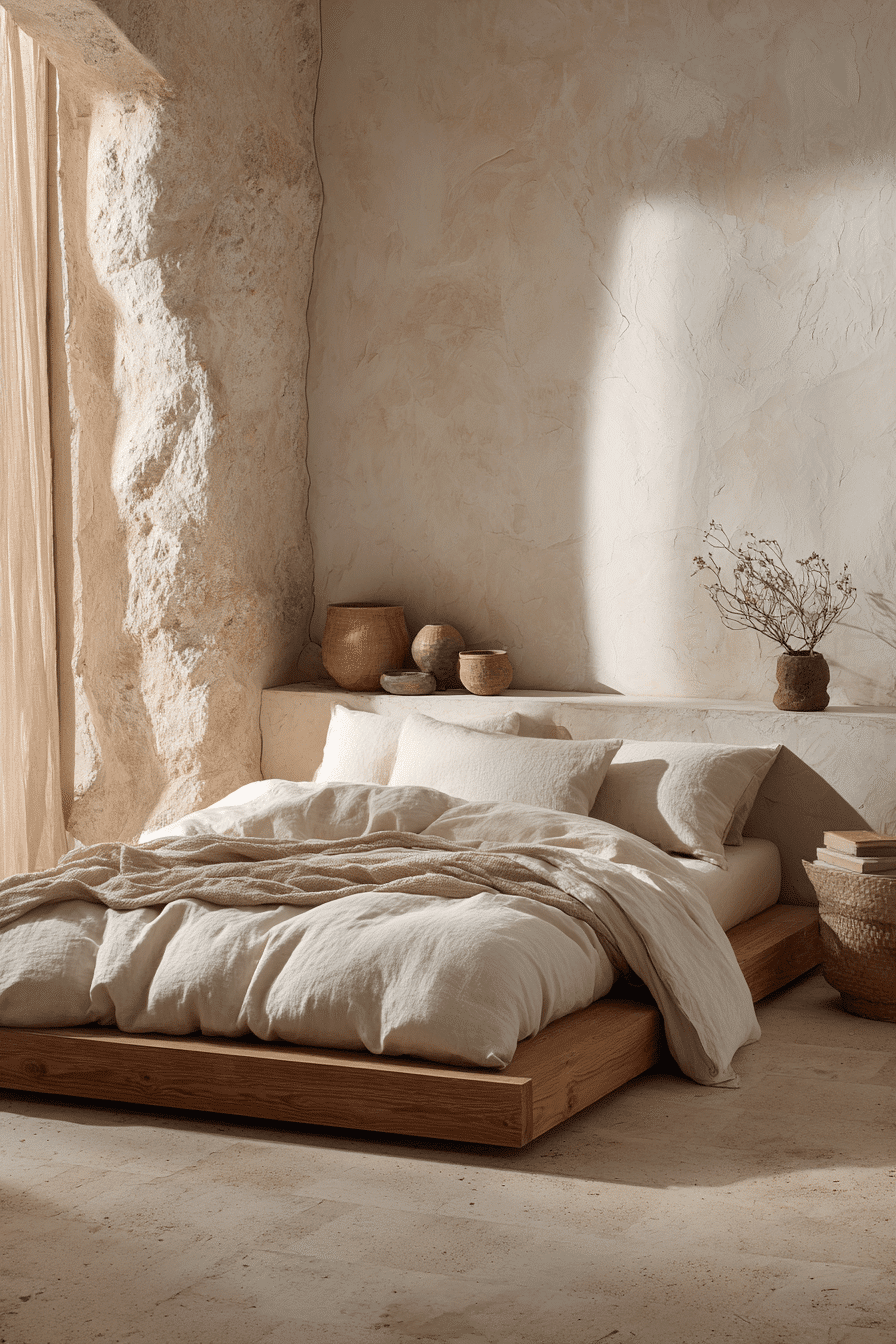 27 Wabi Sabi Bedroom Ideas with Natural Textures and Warm Tones
