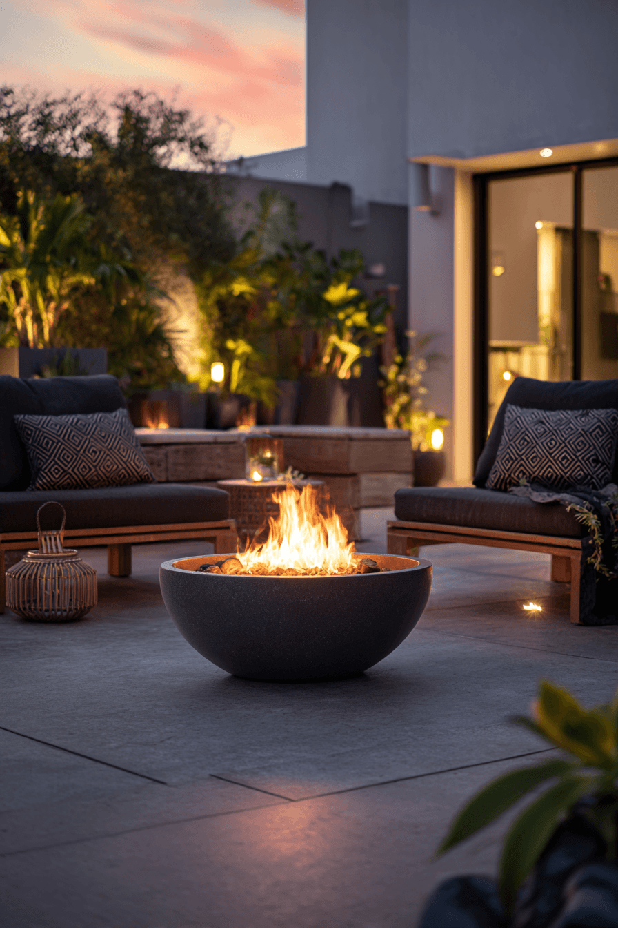 27 Cozy Backyard Ideas with Fire Pits Lights and Comfortable Seating