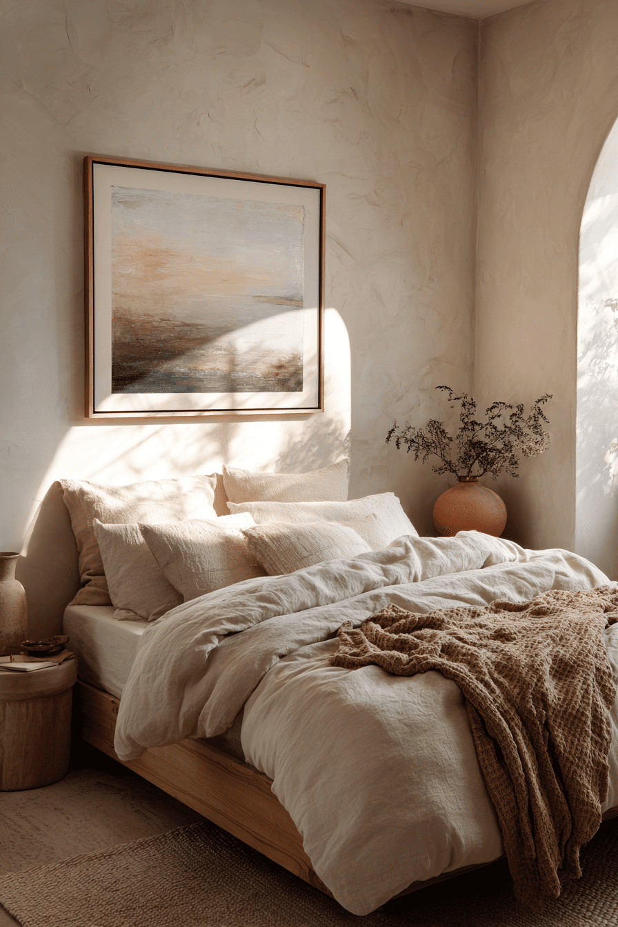 27 Wabi Sabi Bedroom Ideas with Natural Textures and Warm Tones