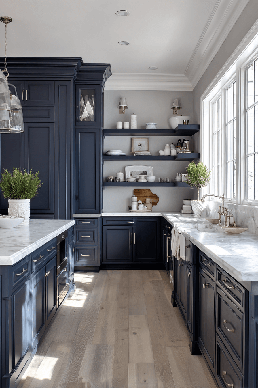 27 Beautiful Navy Blue Kitchen Cabinet Ideas to Inspire Your Renovation
