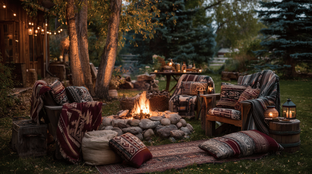 27 Cozy Backyard Ideas with Fire Pits Lights and Comfortable Seating