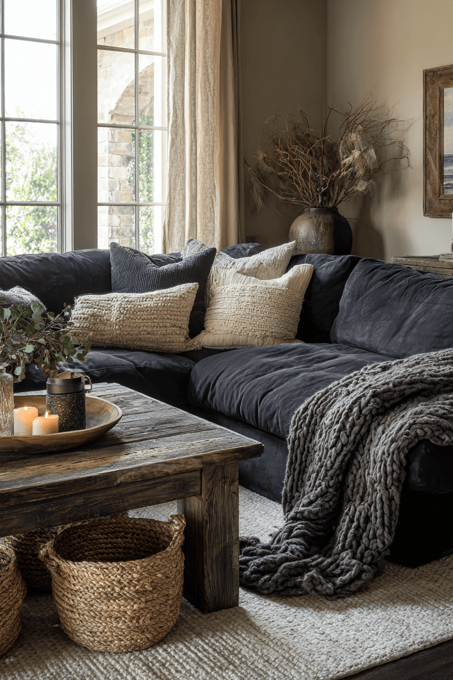 27 Dark Grey Couch Living Room Ideas That Look Stylish and Cozy