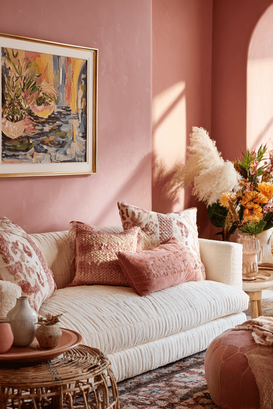27 Gorgeous Pink Living Room Ideas to Brighten Your Space
