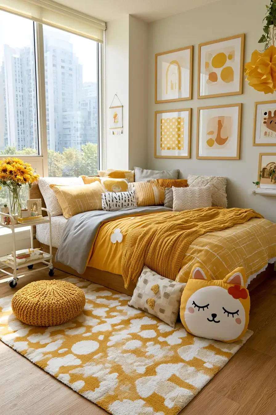 27 Cheerful Yellow Dorm Room Ideas For A Bright Cozy College Space