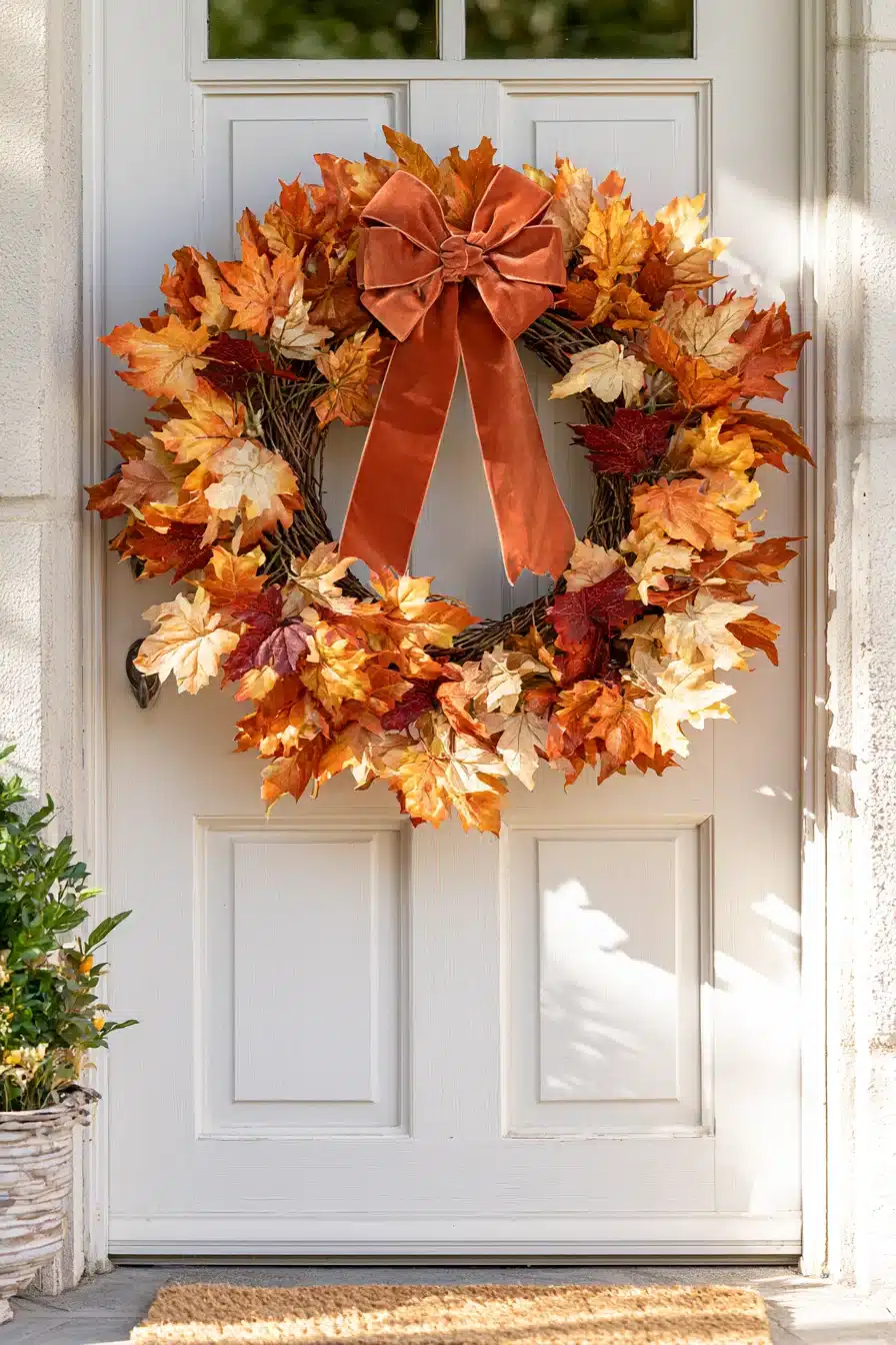 27 Gorgeous Fall Front Door Wreaths for a Warm Autumn Welcome