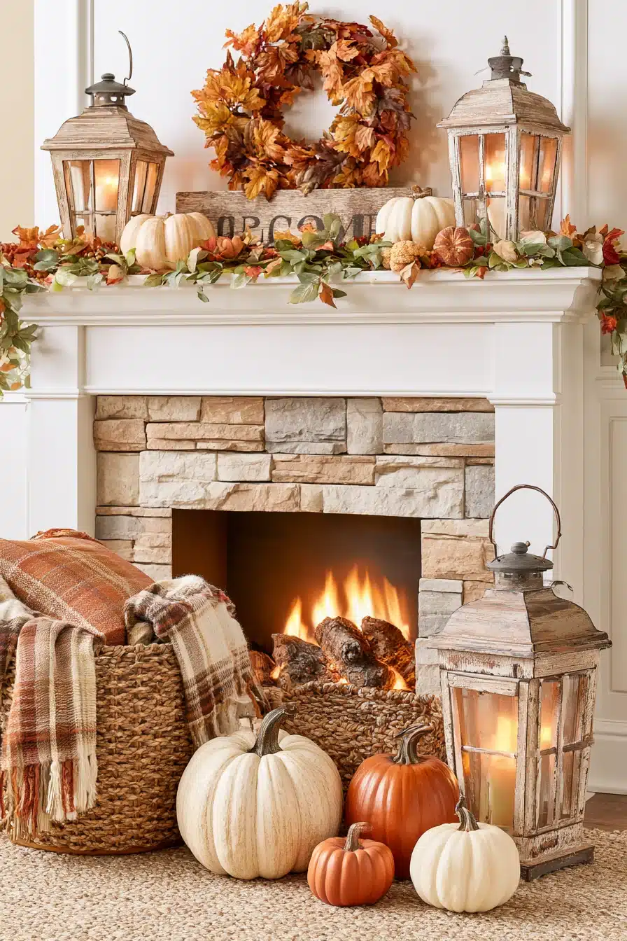 27 Autumn Fireplace Decor Ideas for a Warm Cozy Home
