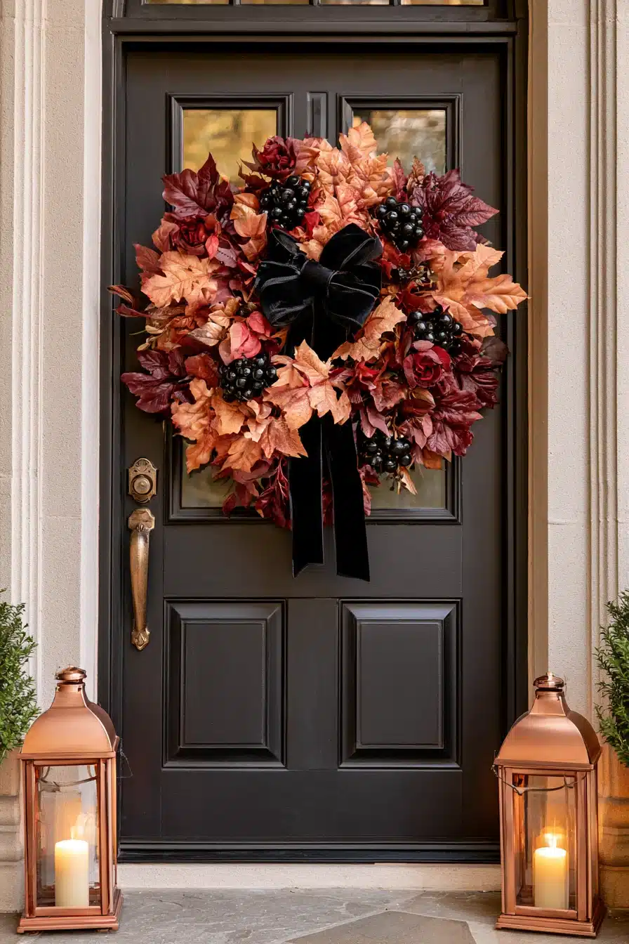 27 Gorgeous Fall Front Door Wreaths for a Warm Autumn Welcome