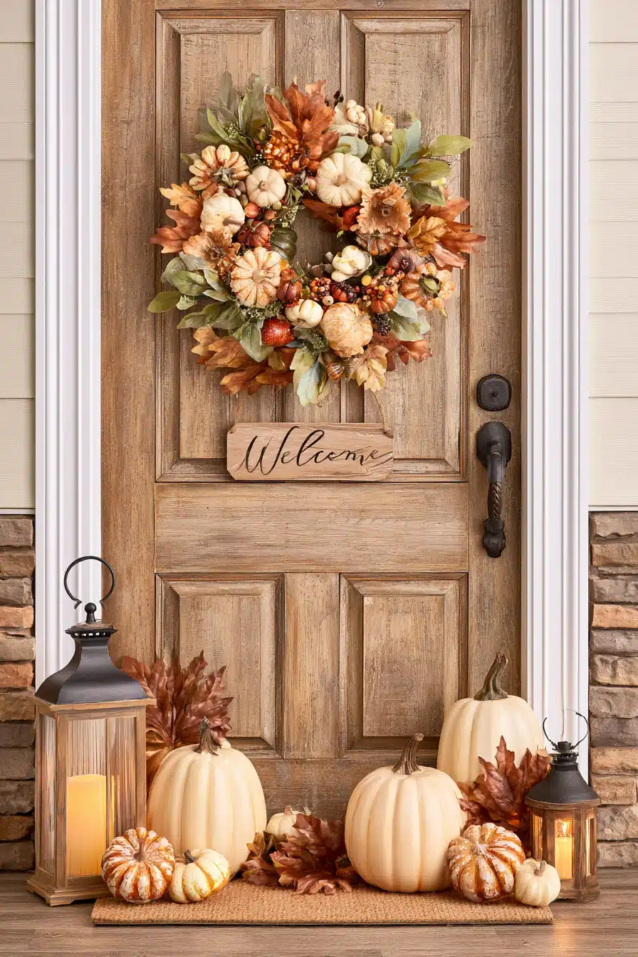 27 Gorgeous Fall Front Door Wreaths for a Warm Autumn Welcome