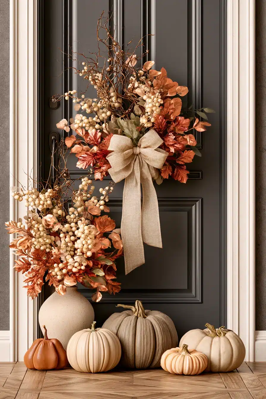 27 Gorgeous Fall Front Door Wreaths for a Warm Autumn Welcome