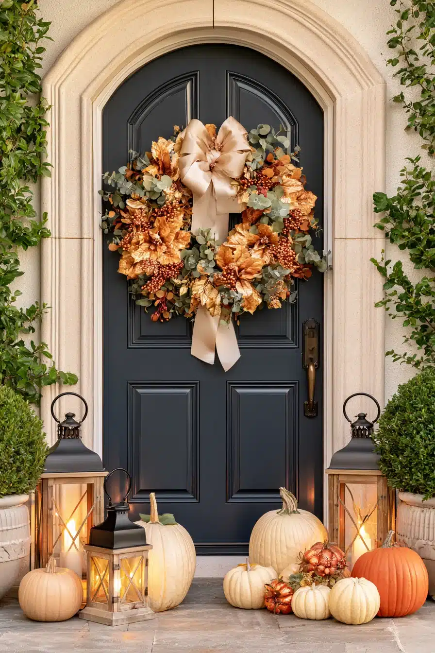 27 Gorgeous Fall Front Door Wreaths for a Warm Autumn Welcome