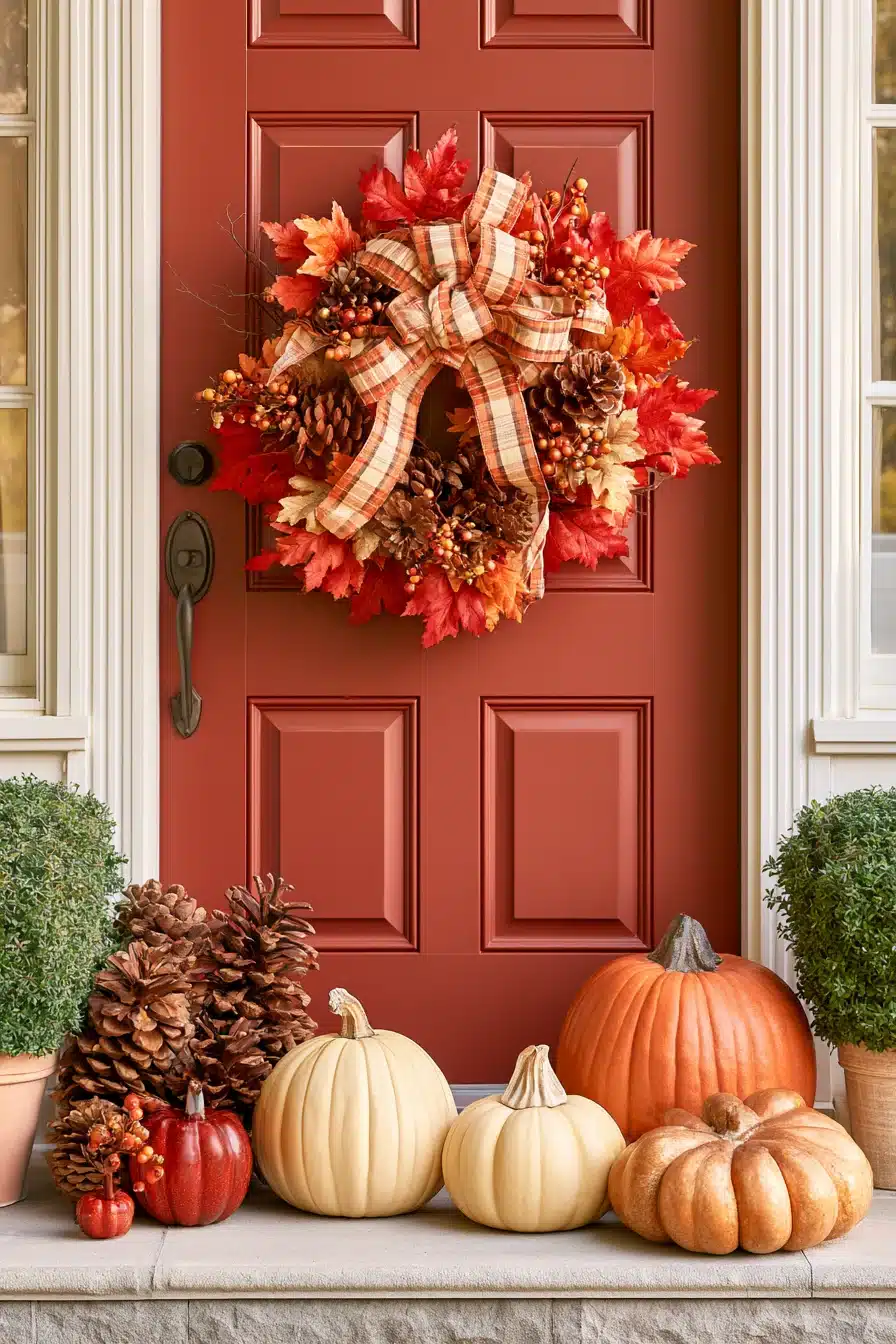 27 Gorgeous Fall Front Door Wreaths for a Warm Autumn Welcome