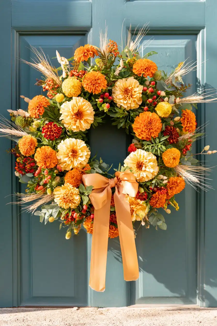 27 Gorgeous Fall Front Door Wreaths for a Warm Autumn Welcome