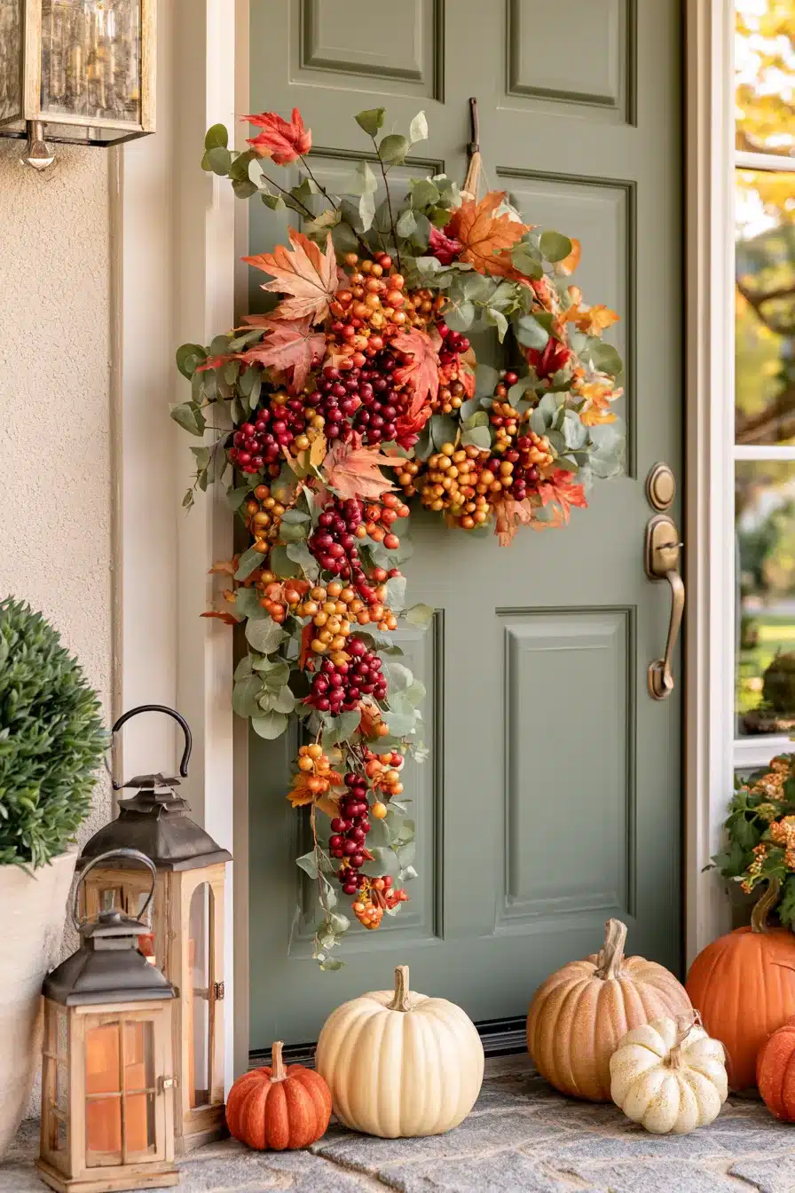 27 Gorgeous Fall Front Door Wreaths for a Warm Autumn Welcome