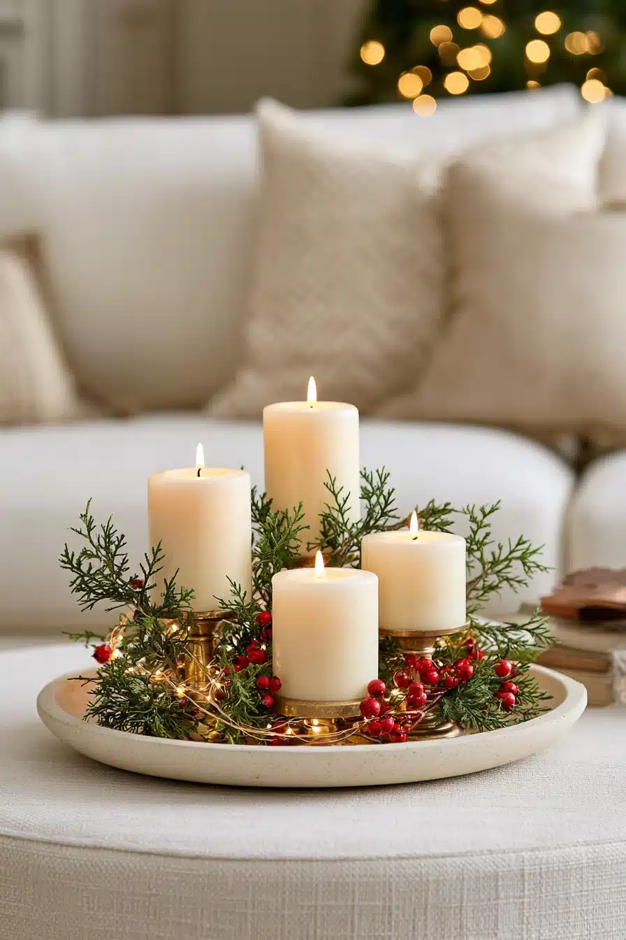 27 Cozy Christmas Coffee Table Decor Ideas To Make Your Living Room Shine