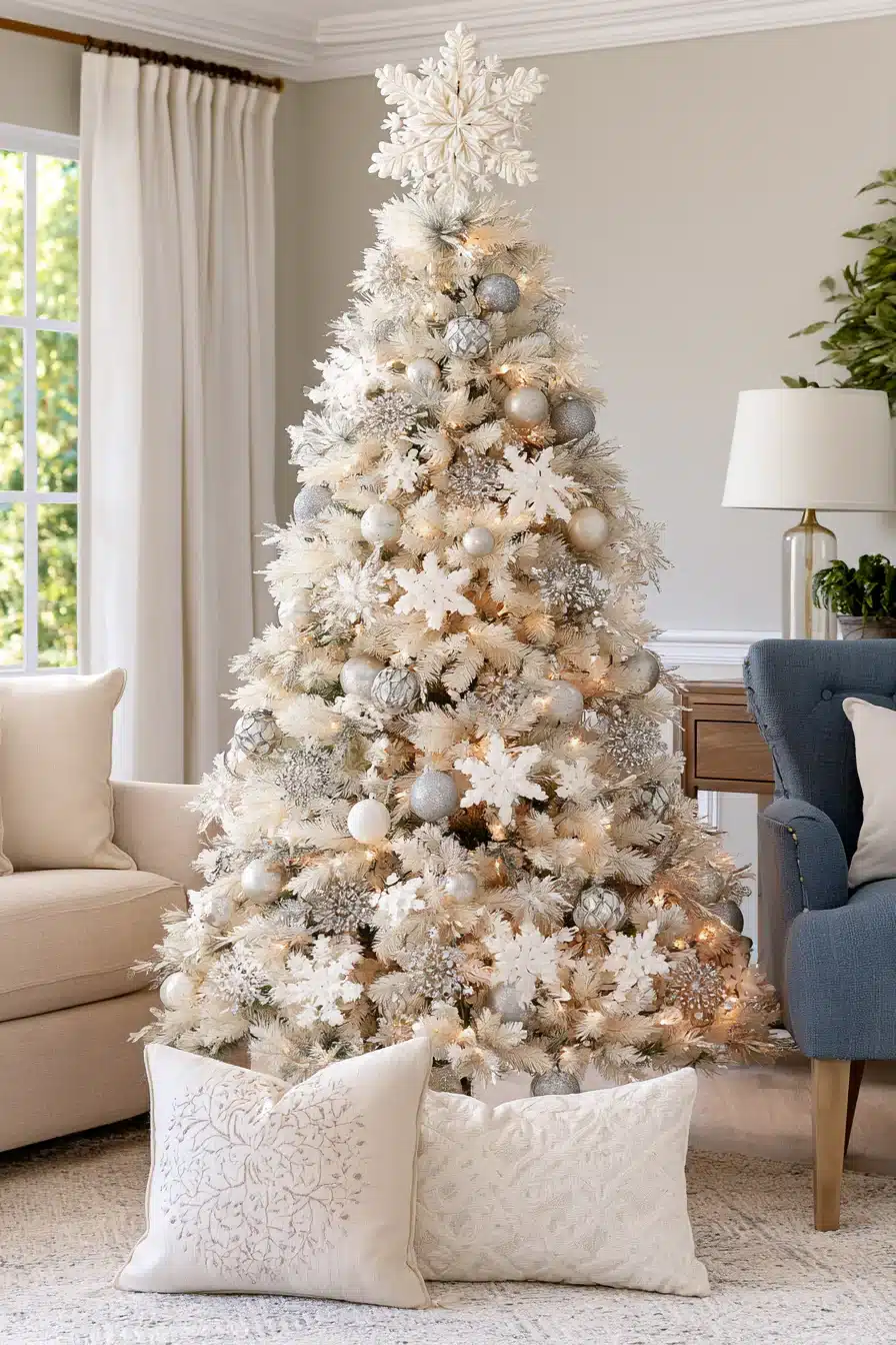 27 Magical White Christmas Tree Ideas For A Dreamy Holiday Home