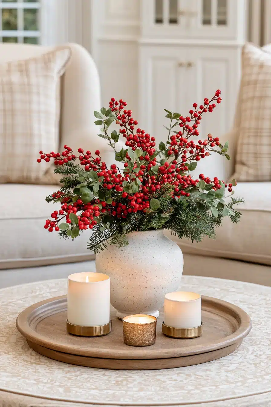 27 Cozy Christmas Coffee Table Decor Ideas To Make Your Living Room Shine