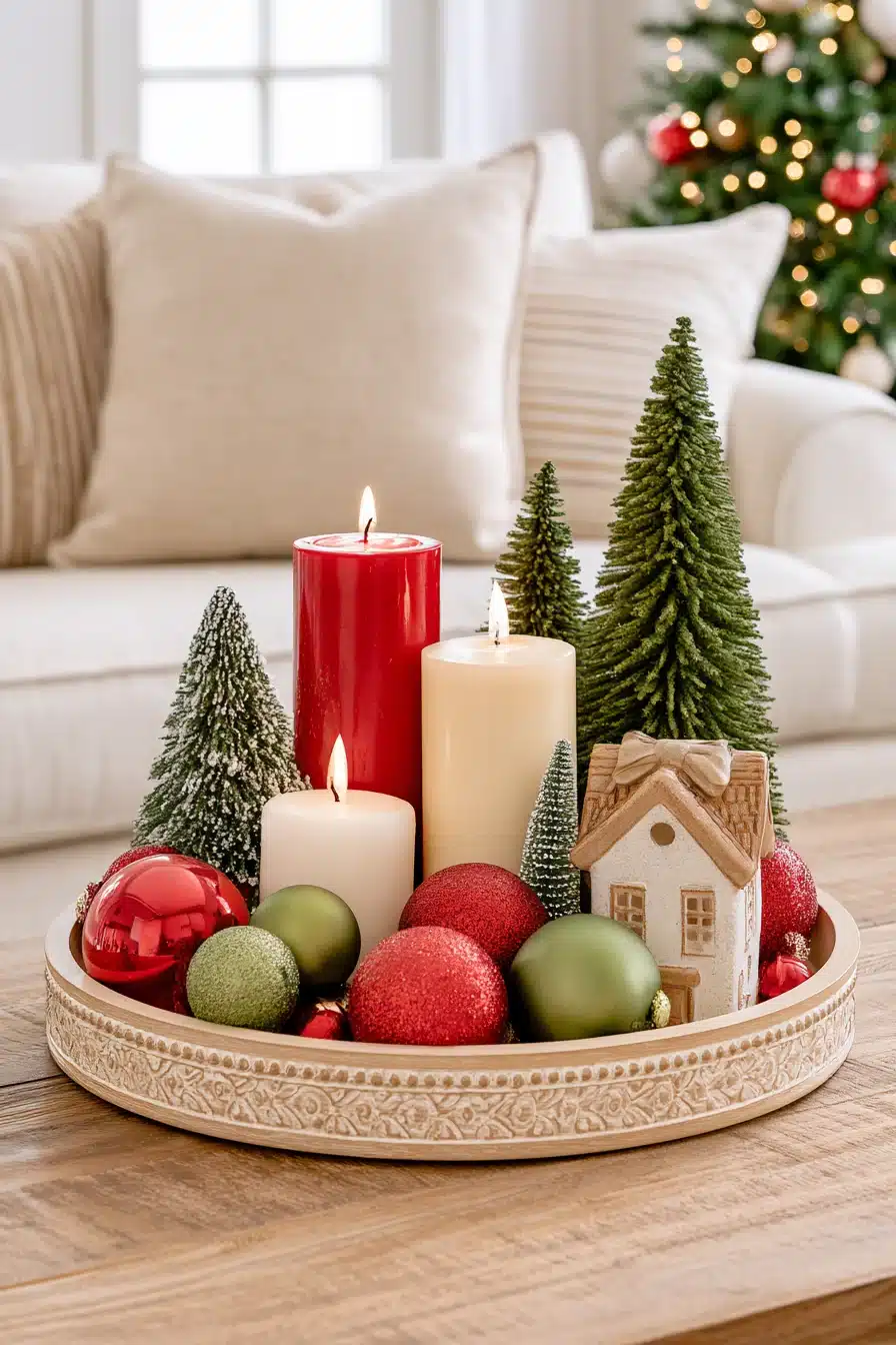 27 Cozy Christmas Coffee Table Decor Ideas To Make Your Living Room Shine