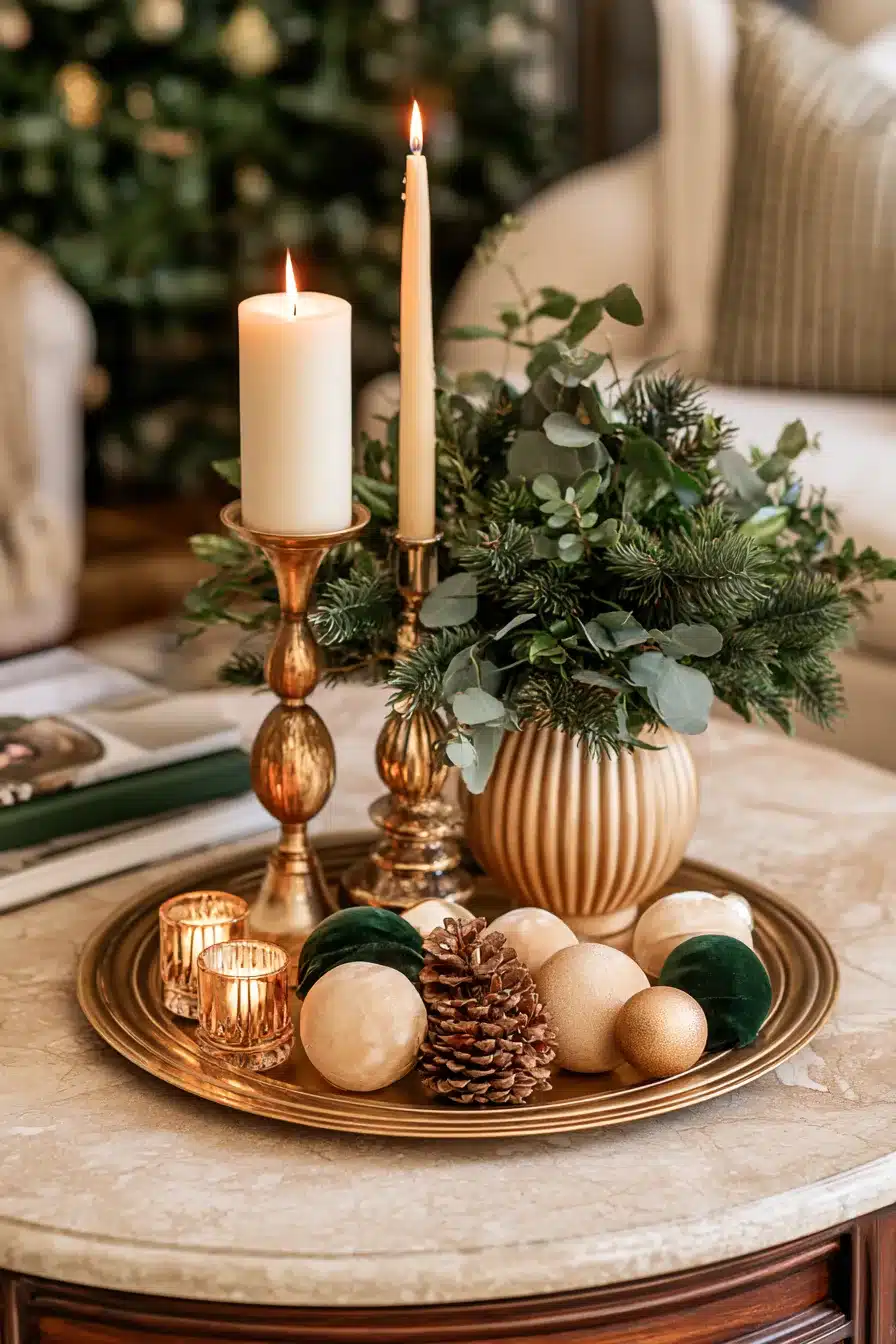 27 Cozy Christmas Coffee Table Decor Ideas To Make Your Living Room Shine