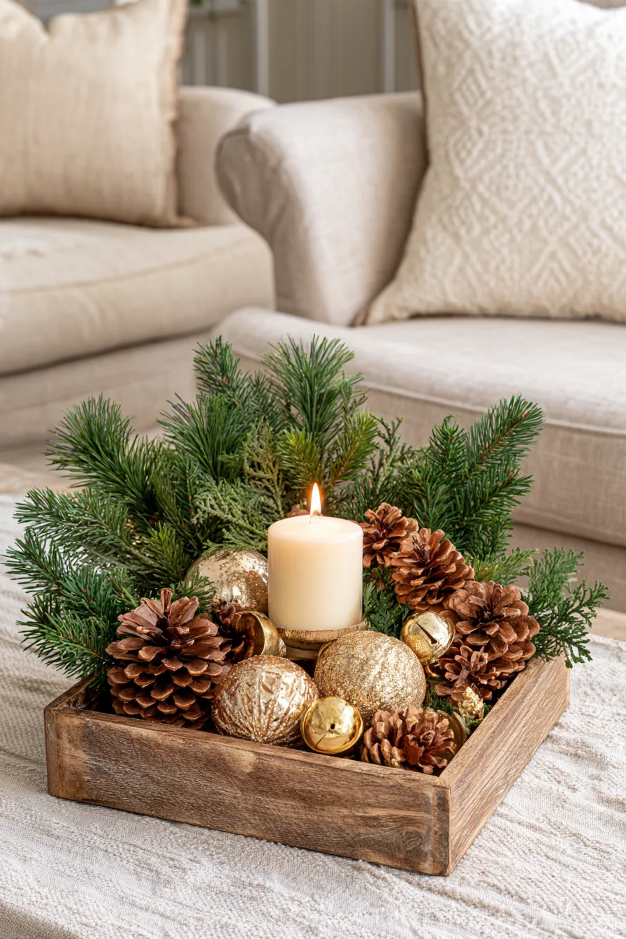27 Cozy Christmas Coffee Table Decor Ideas To Make Your Living Room Shine