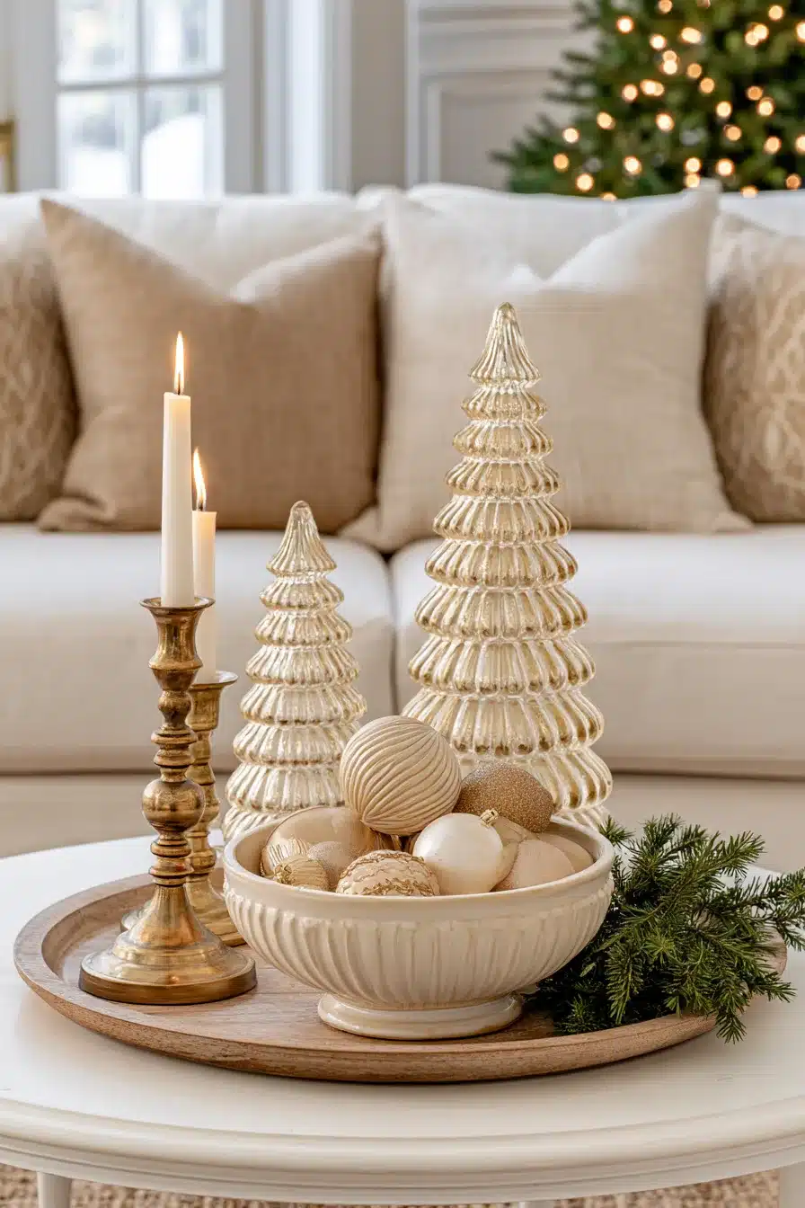 27 Cozy Christmas Coffee Table Decor Ideas To Make Your Living Room Shine
