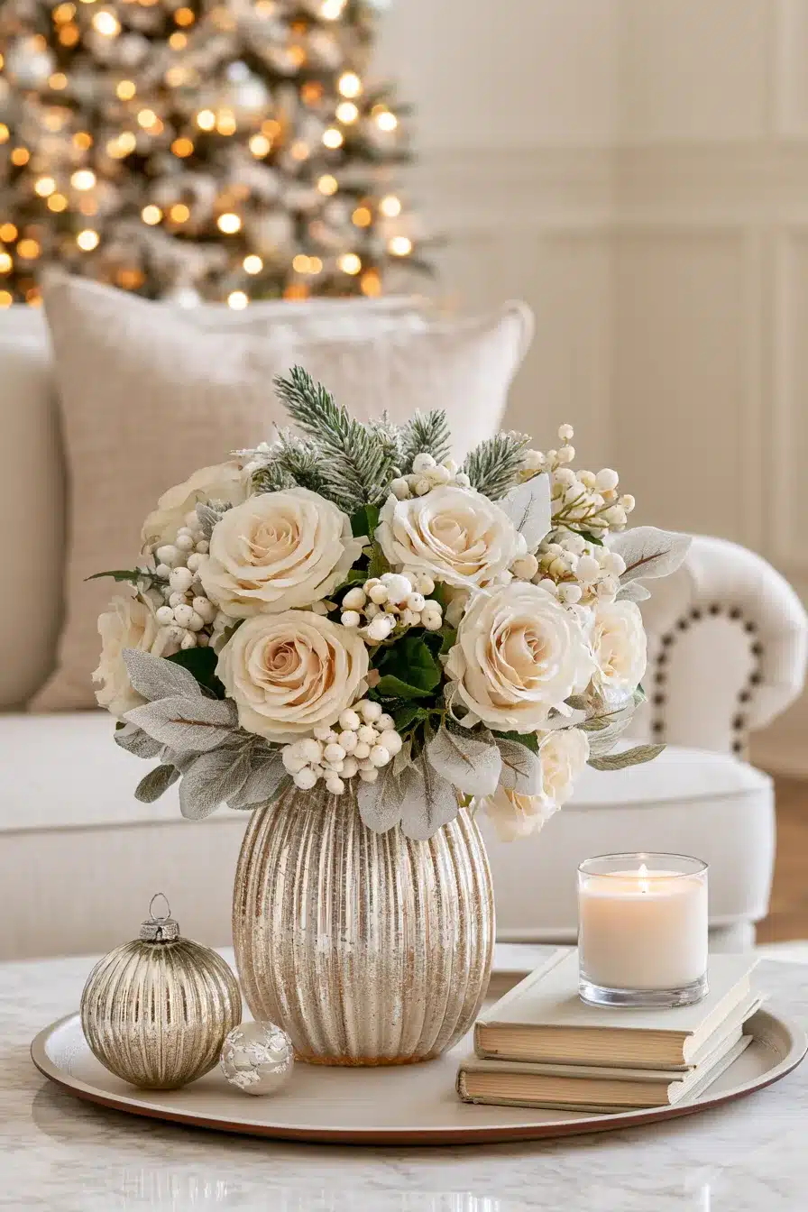 27 Cozy Christmas Coffee Table Decor Ideas To Make Your Living Room Shine