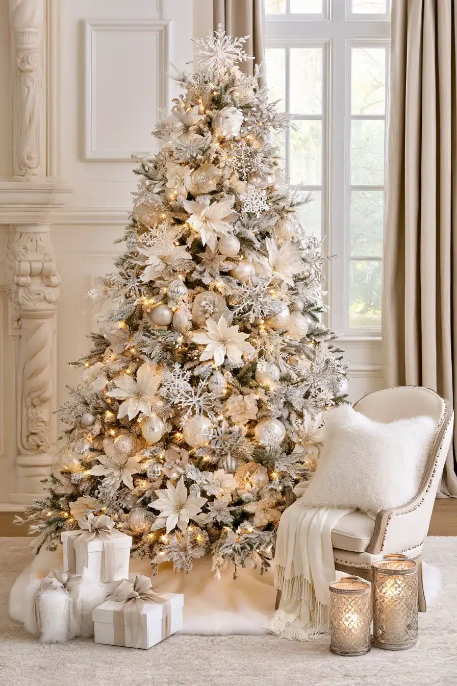 27 Magical White Christmas Tree Ideas For A Dreamy Holiday Home