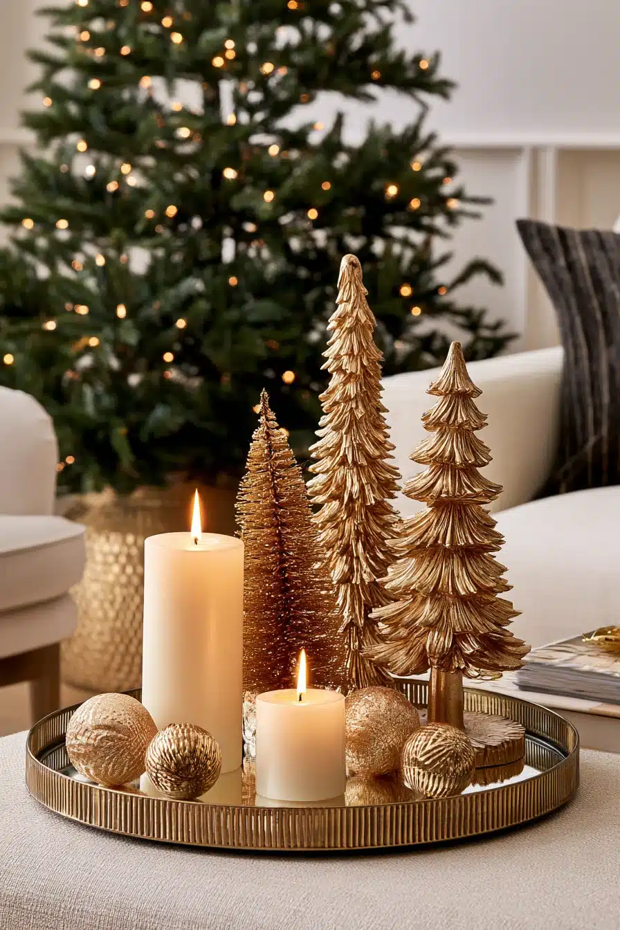 27 Cozy Christmas Coffee Table Decor Ideas To Make Your Living Room Shine