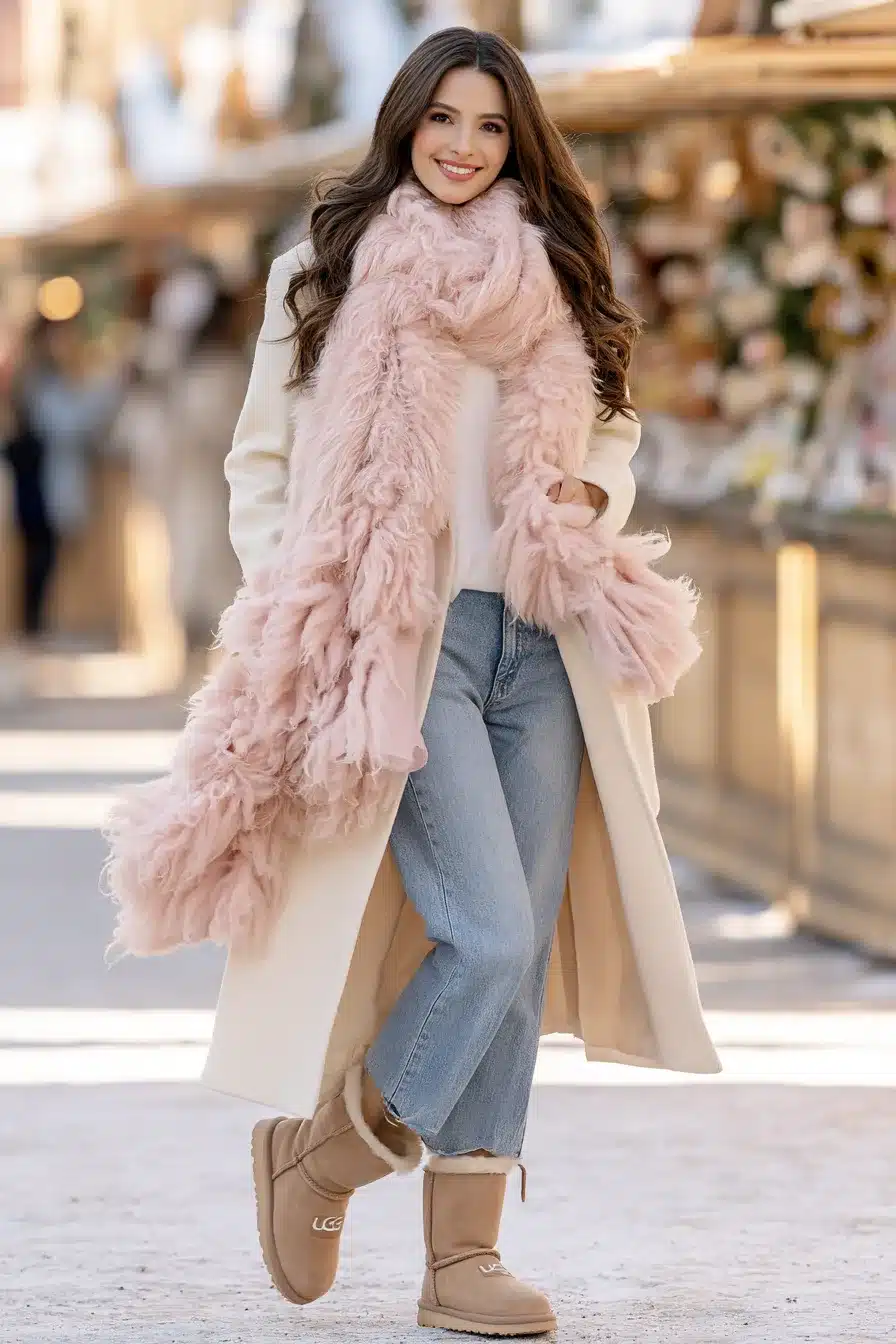 27 Pretty Pink Scarf Outfit Ideas to Brighten Your Cold Weather Wardrobe