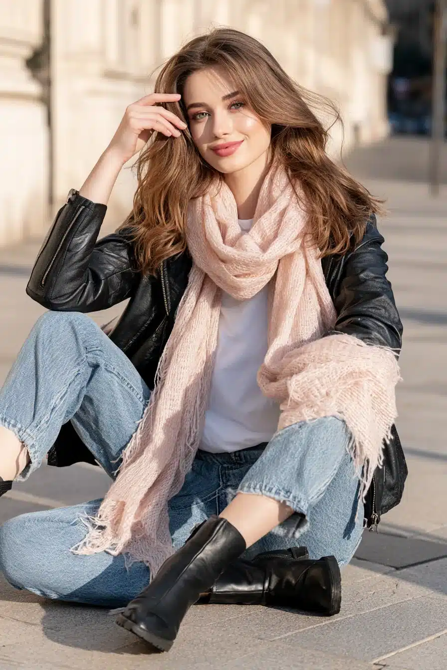 27 Pretty Pink Scarf Outfit Ideas to Brighten Your Cold Weather Wardrobe