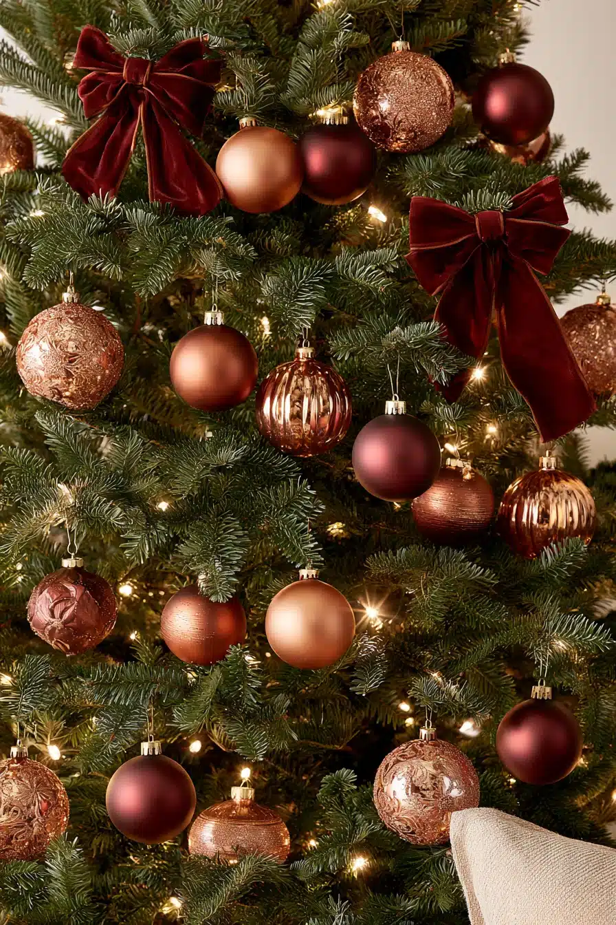 27 Elegant Burgundy Christmas Tree Ideas for a Warm and Festive Home